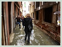 Acqua Alta record du 1er Décembre 2008 à Venise. &Ccedil;a mouille ! Calle de la Toletta dans le Dorsoduro.
