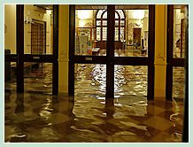 Acqua Alta record du 1er Décembre 2008 à Venise. Les locaux de l'Université, Fondamenta Toffetti dans le Dorsoduro