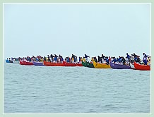La Régate des 42 Caorline : une ligne de départ de près d'un demi-kilomètre avec les derniers bateaux qui se perdaient sur l'horizon ! Magnifique !
