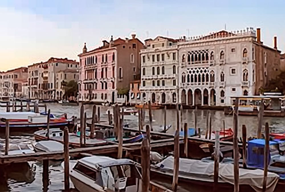 La Ca' d'Oro au soleil couchant sur le Grand Canal